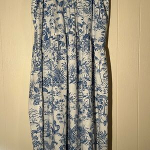 Nicole Miller Blue and White Floral linen Print Dress